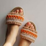 Price and Buy Macrame Indoor Slipper – Perfect for Housewarming with Pearl Dseign in Orange - Image 3