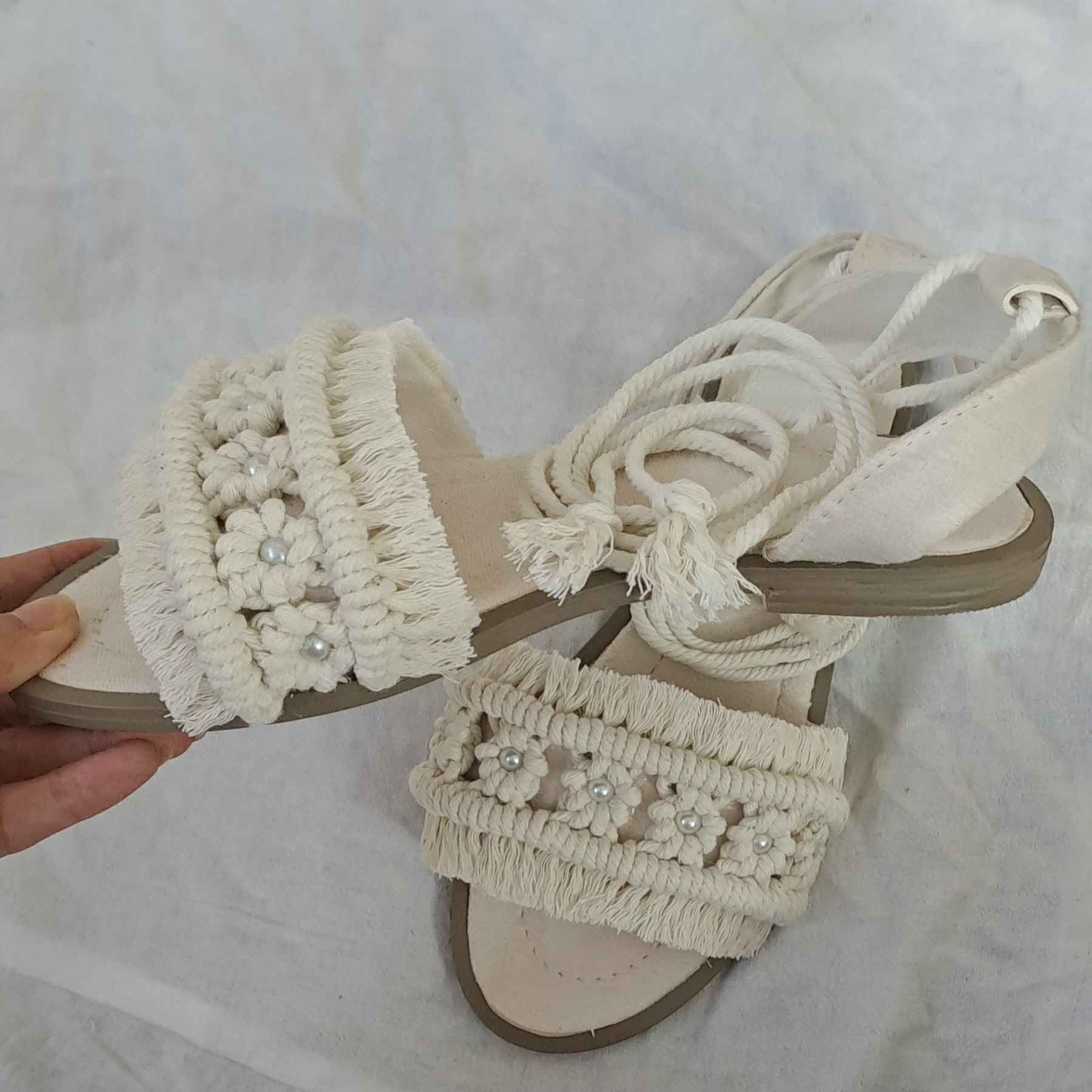 Price and Buy Macrame Sandals with Blossom Design – Handmade Footwear for Summer - Image 3