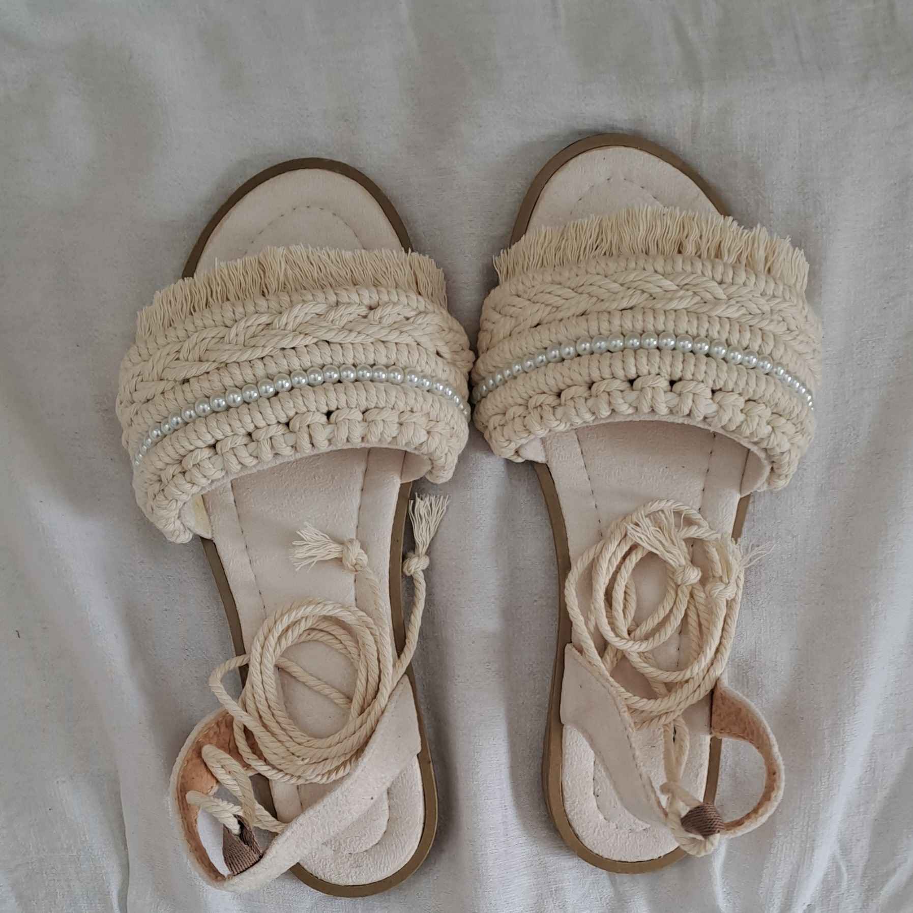 Price and Buy Macrame Sandals with Orange Blossom Design – Boho Vibes & Comfort