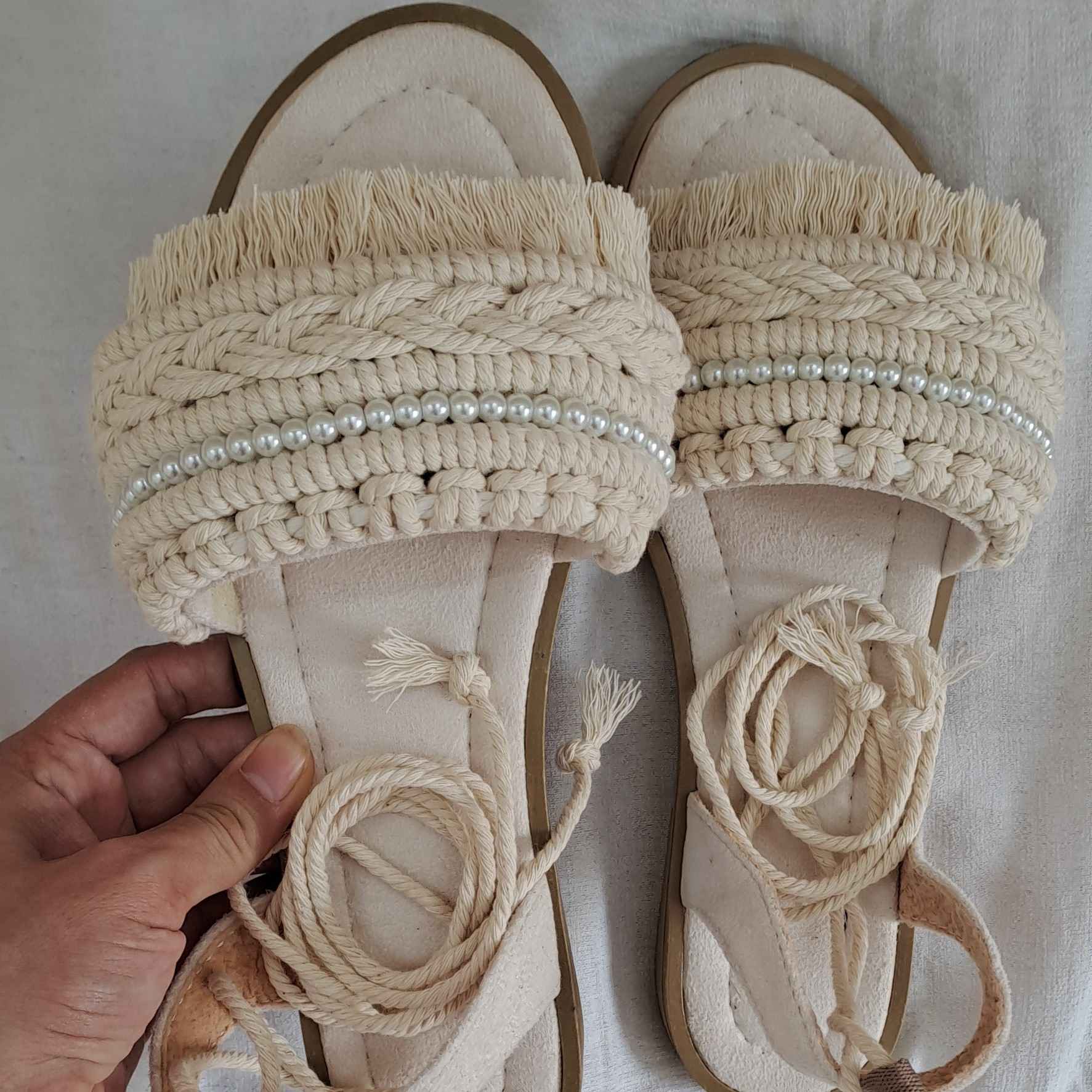 Price and Buy Macrame Sandals with Orange Blossom Design – Boho Vibes & Comfort - Image 3