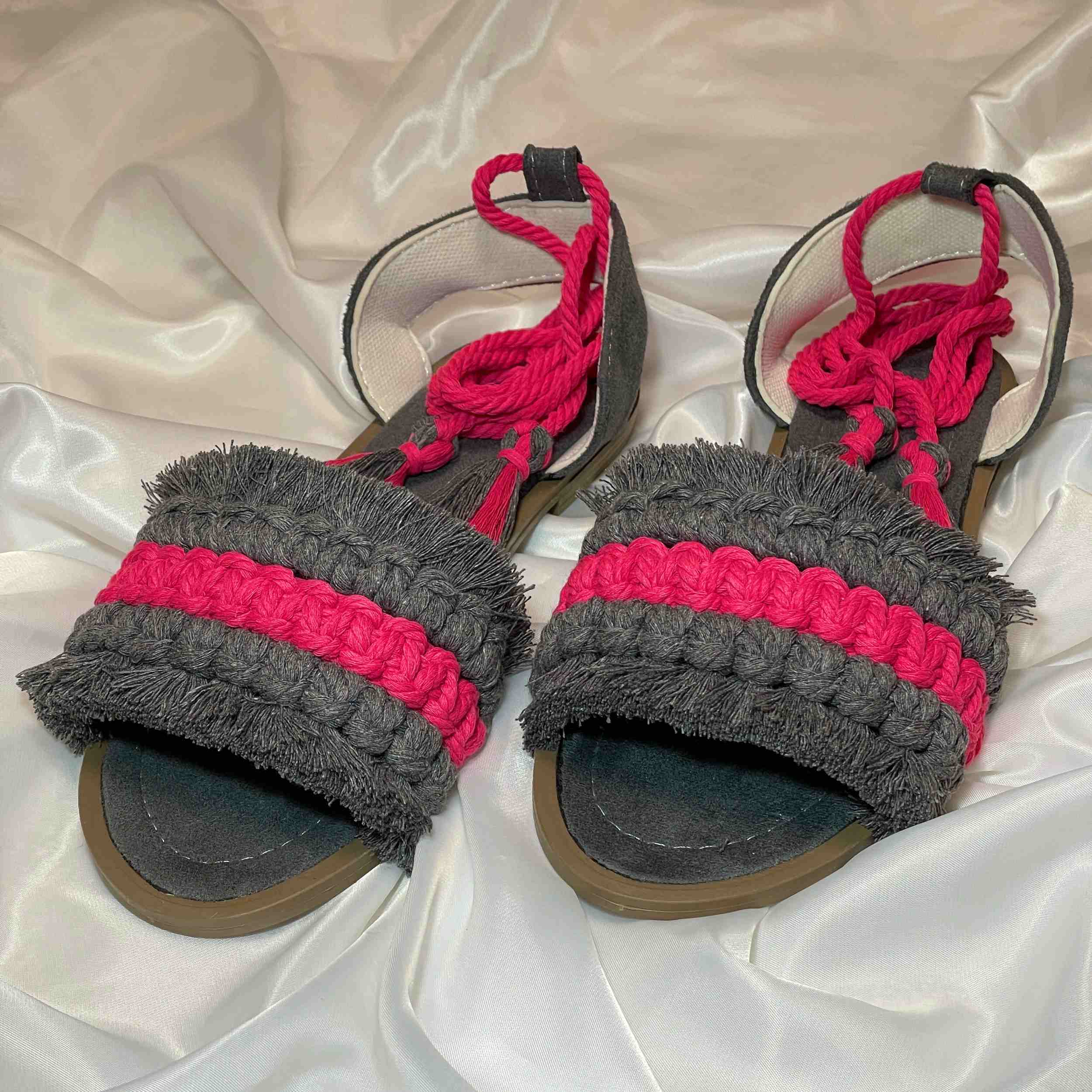 Price and Buy Macrame Sling Back Flat Sandals Handmade with Boho Design - Image 4