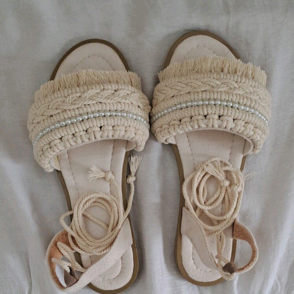 Price and Buy Macrame Sling Back Flat Sandals Handmade