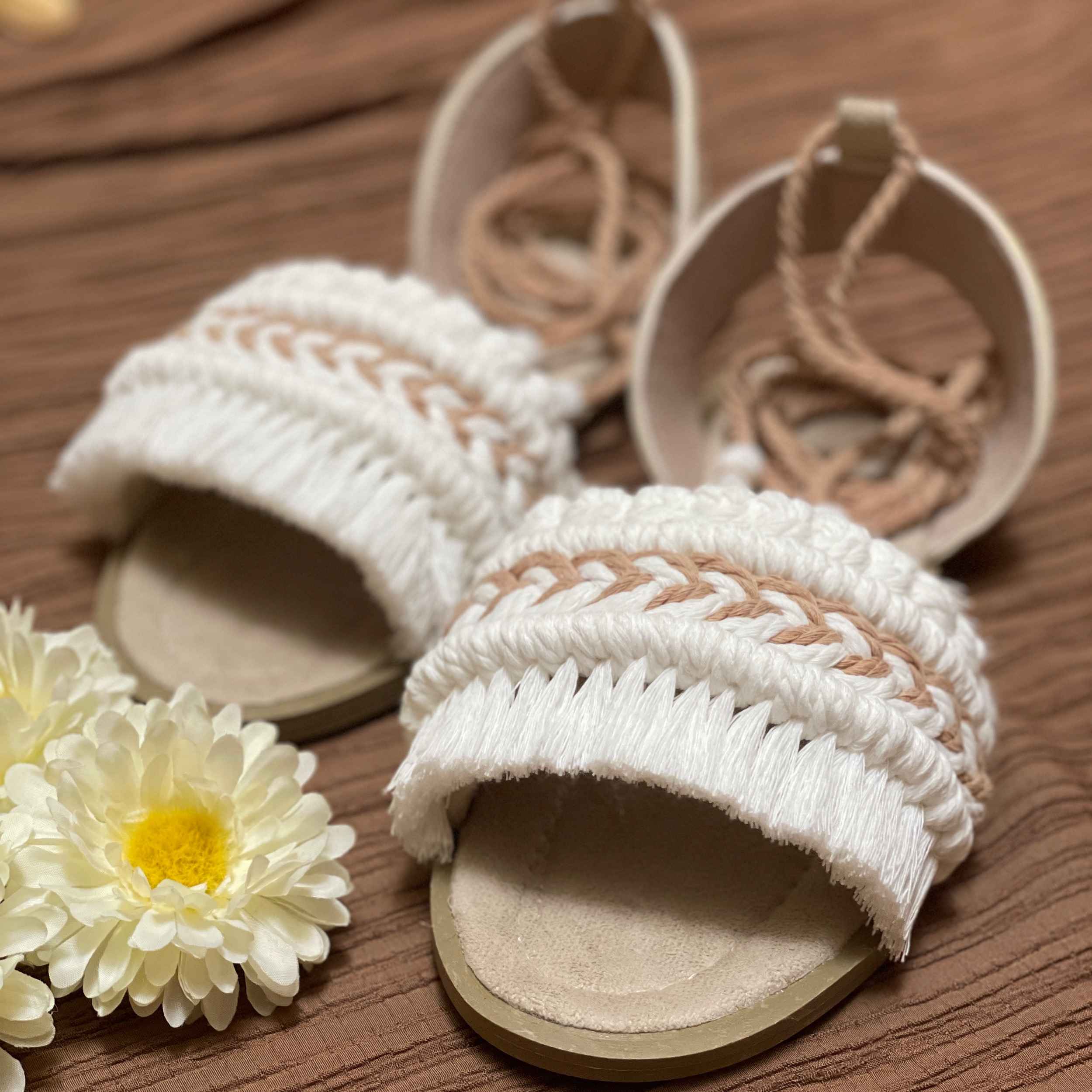 Price and Buy Macrame Sling Back Flat Sandals with Boho Design Handmade Code Sh04 - Image 3