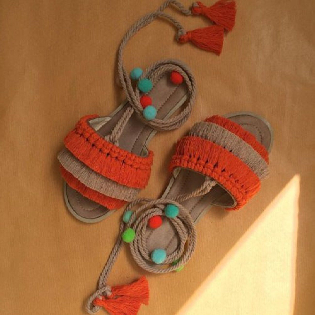 Price and Buy Macrame Sling Back Sandals Handmade Model Orange
