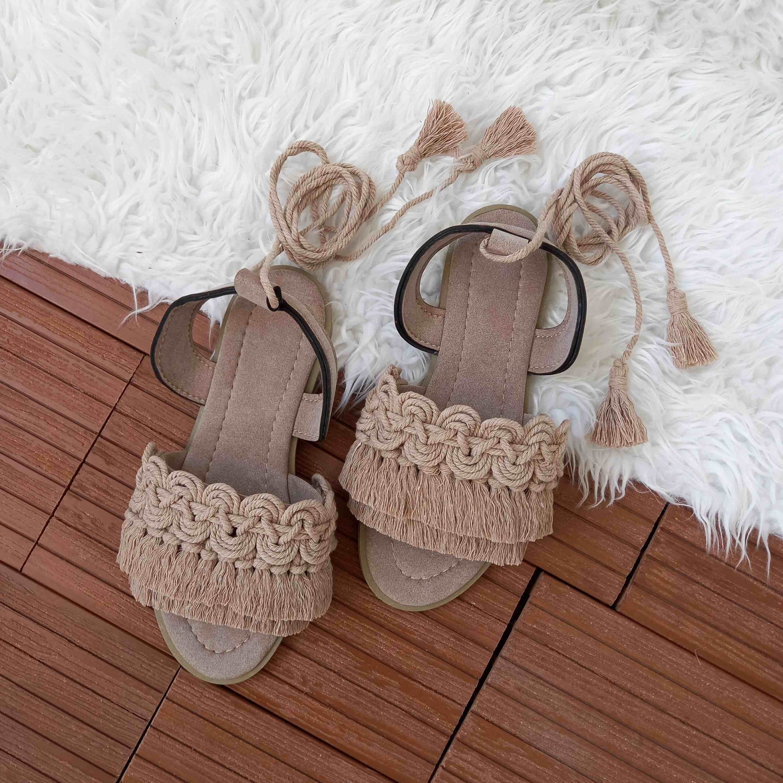 Price and Buy Macrame Sling Back Sandals Handmade Model Tassel - Image 3