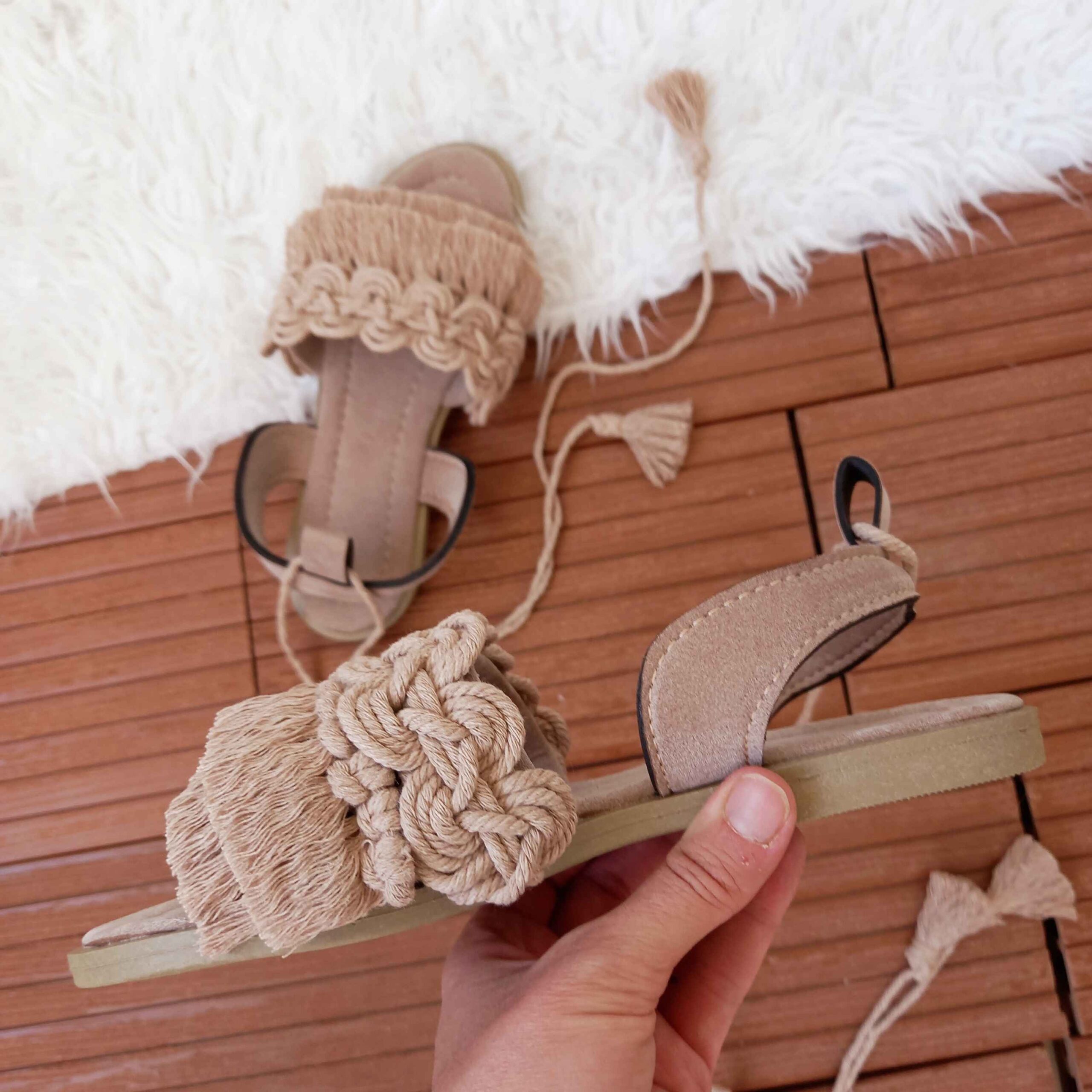 Price and Buy Macrame Sling Back Sandals Handmade Model Tassel - Image 4