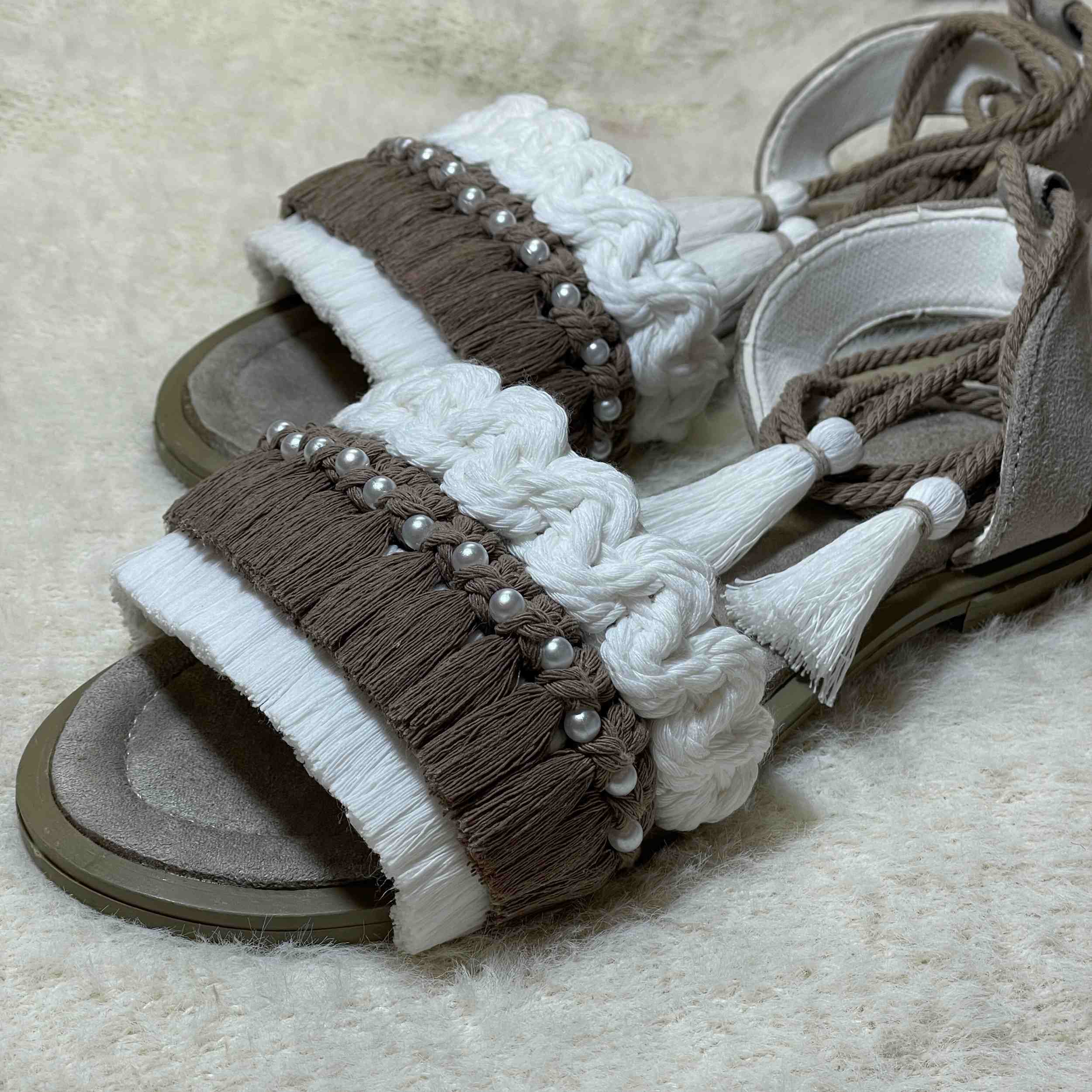 Price and Buy Macrame Sling Back Sandals with Boho Design Handcrafted - Image 3