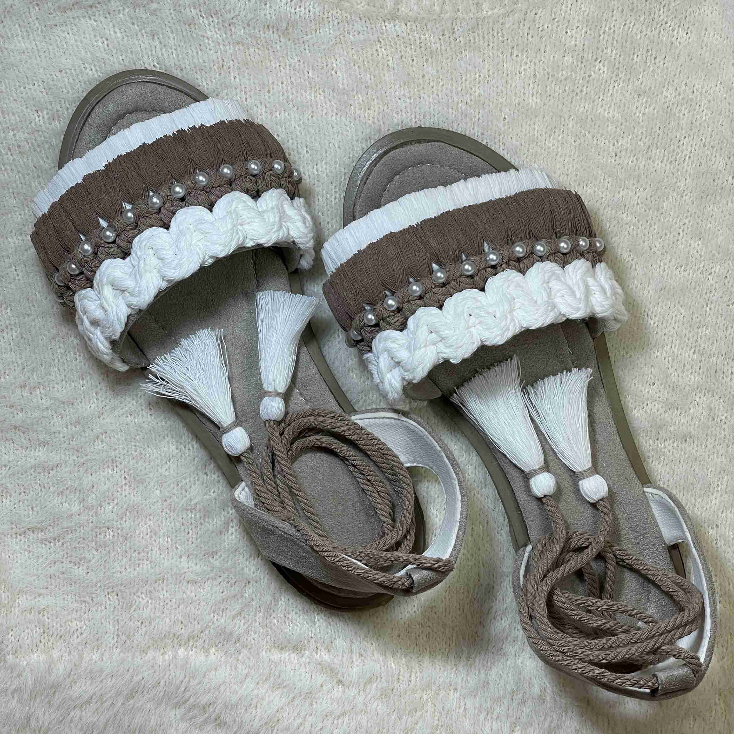 Price and Buy Macrame Sling Back Sandals with Boho Design Handcrafted - Image 4