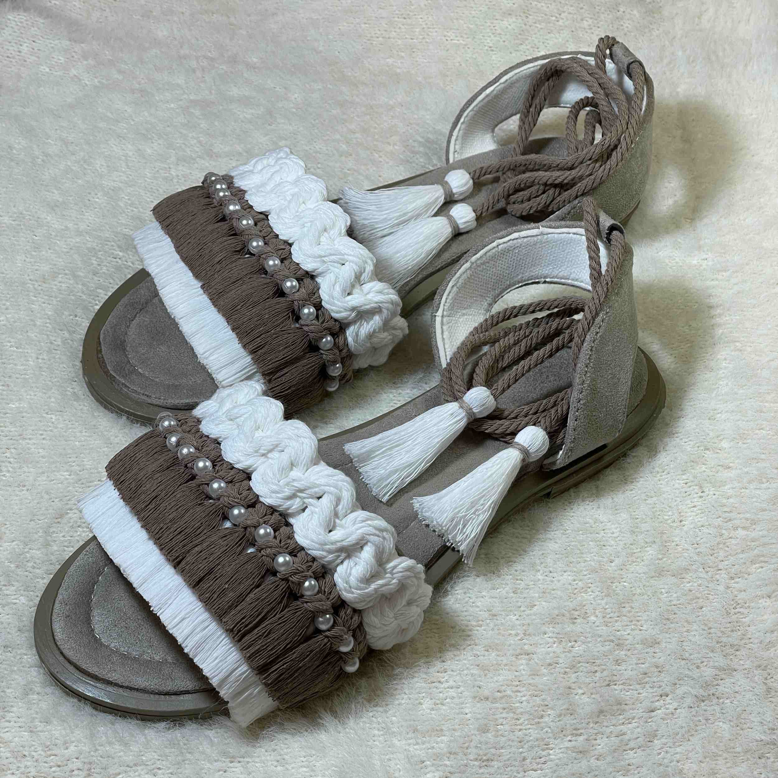 Price and Buy Macrame Sling Back Sandals with Boho Design Handcrafted - Image 5