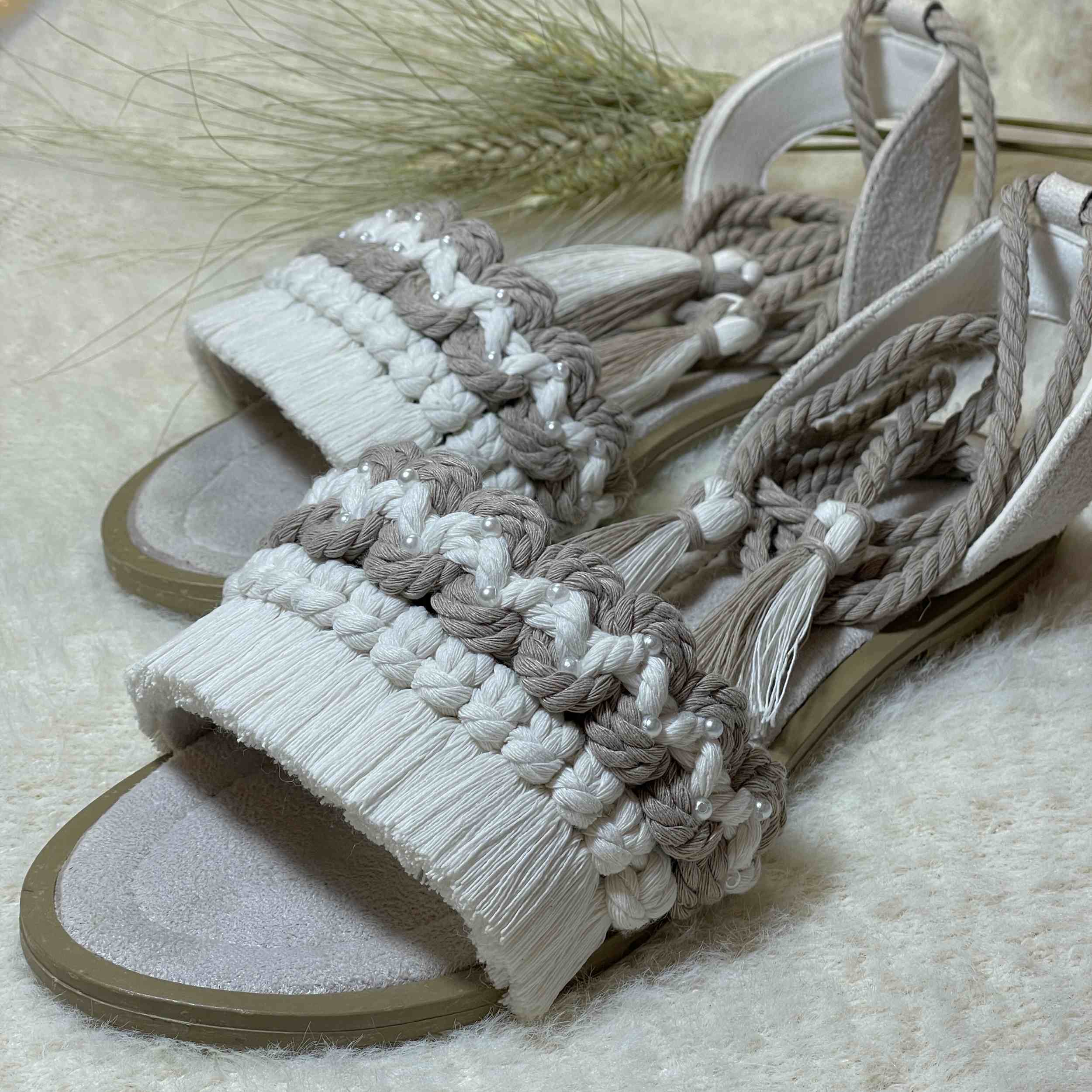 Price and Buy Macrame Sling Back Sandals with Boho Design Handmade - Image 3