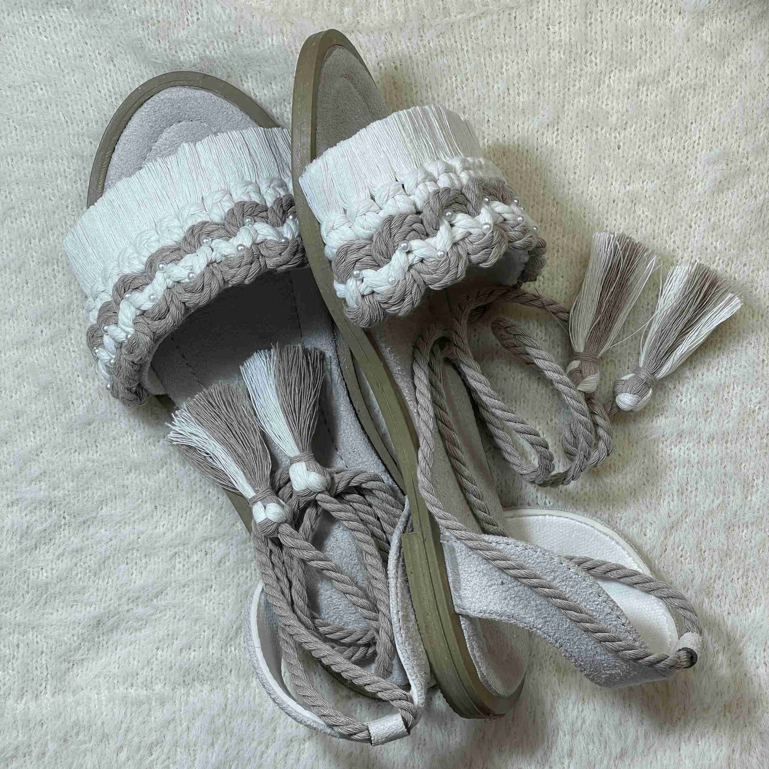 Price and Buy Macrame Sling Back Sandals with Boho Design Handmade - Image 4