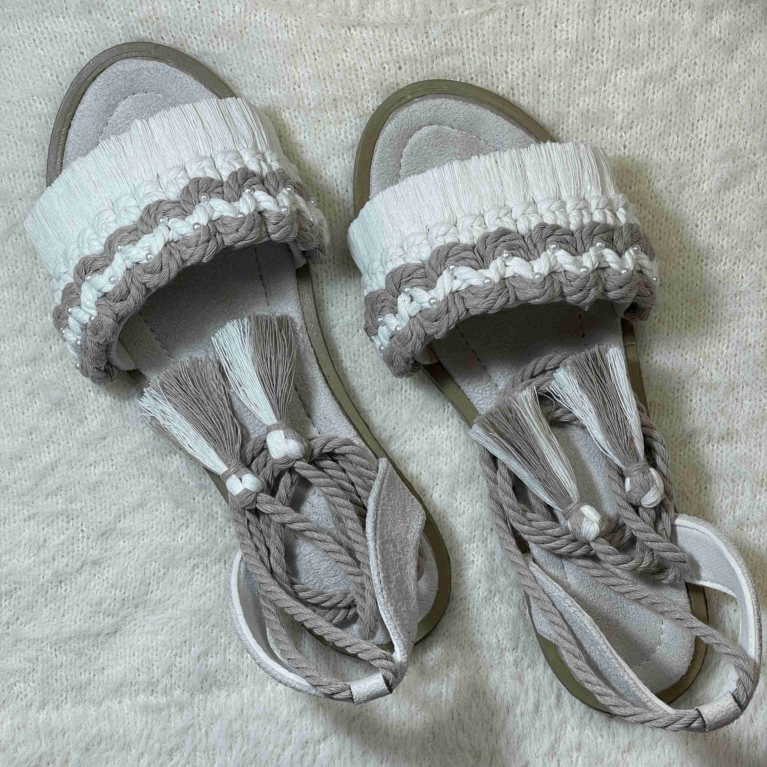 Price and Buy Macrame Sling Back Sandals with Boho Design Handmade - Image 5