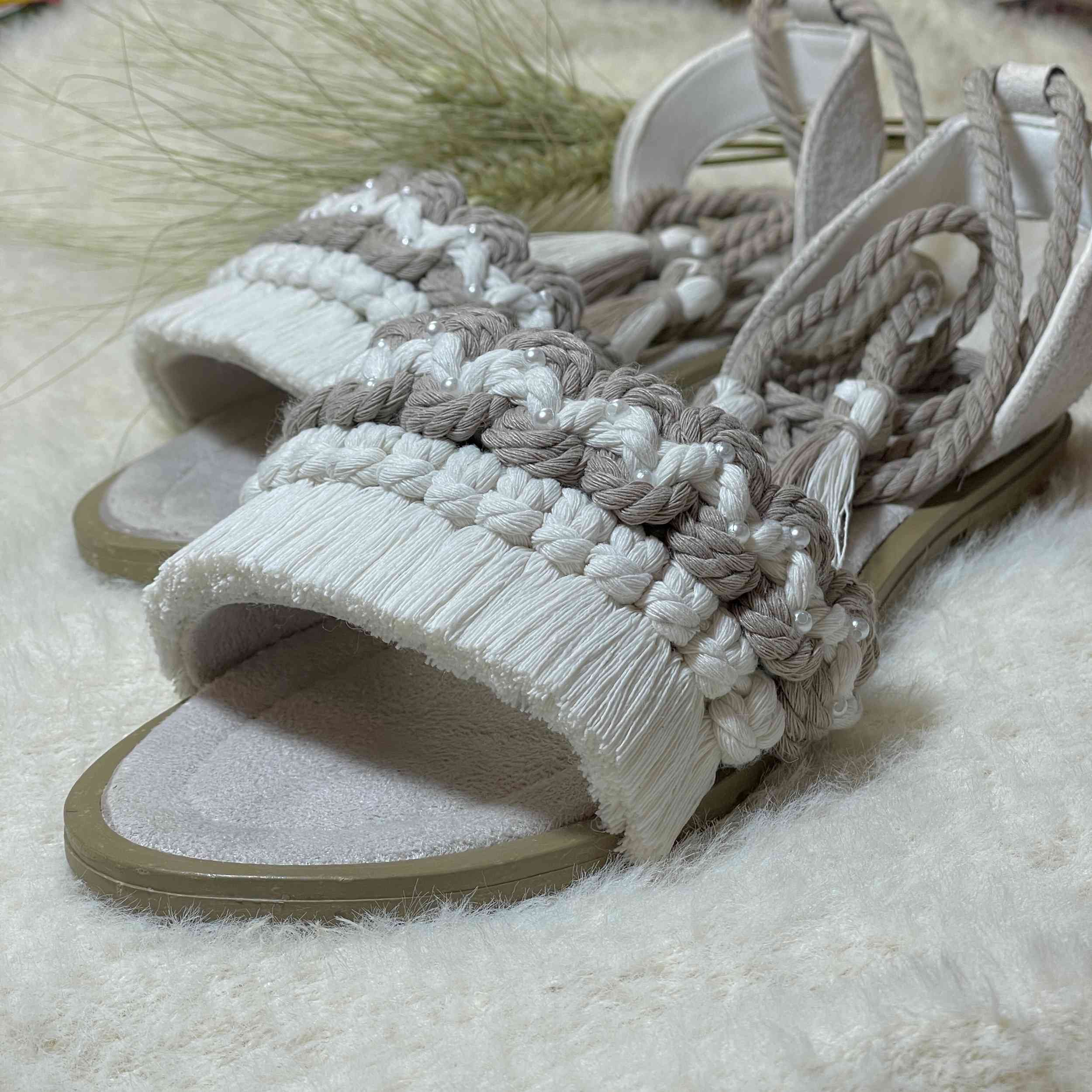 Price and Buy Macrame Sling Back Sandals with Boho Design Handmade - Image 6