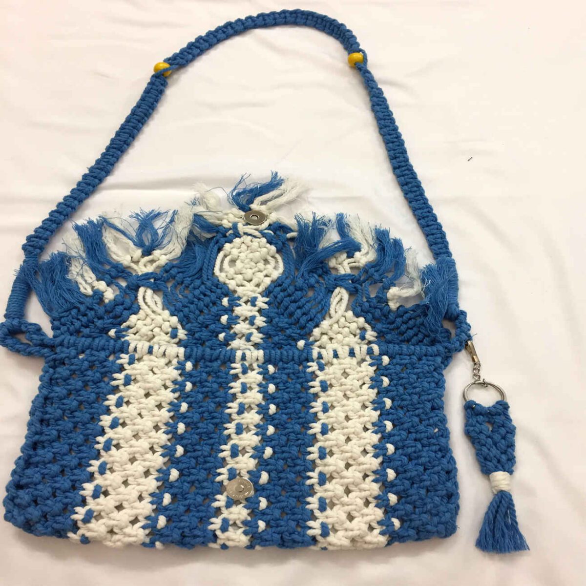 Price and Buy Macrame Sling Bag for Women Handwoven in White - Image 3