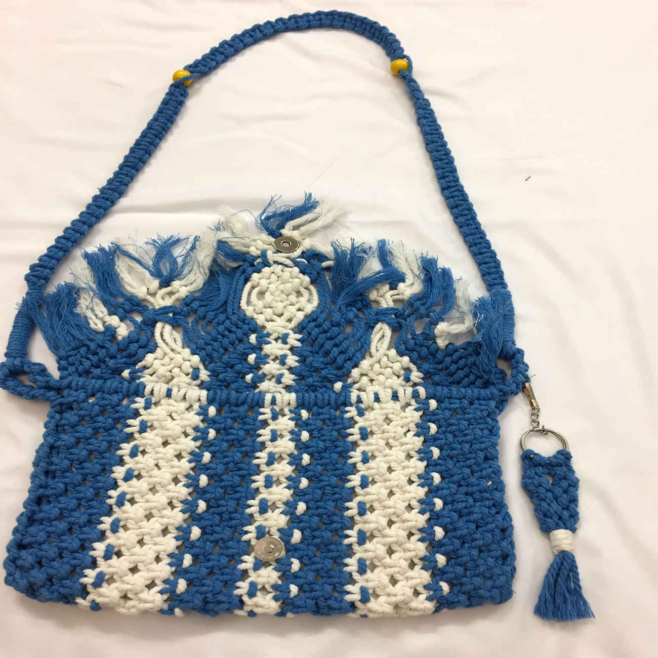 Price and Buy Macrame Sling Bag for Women Handwoven in White - Image 3