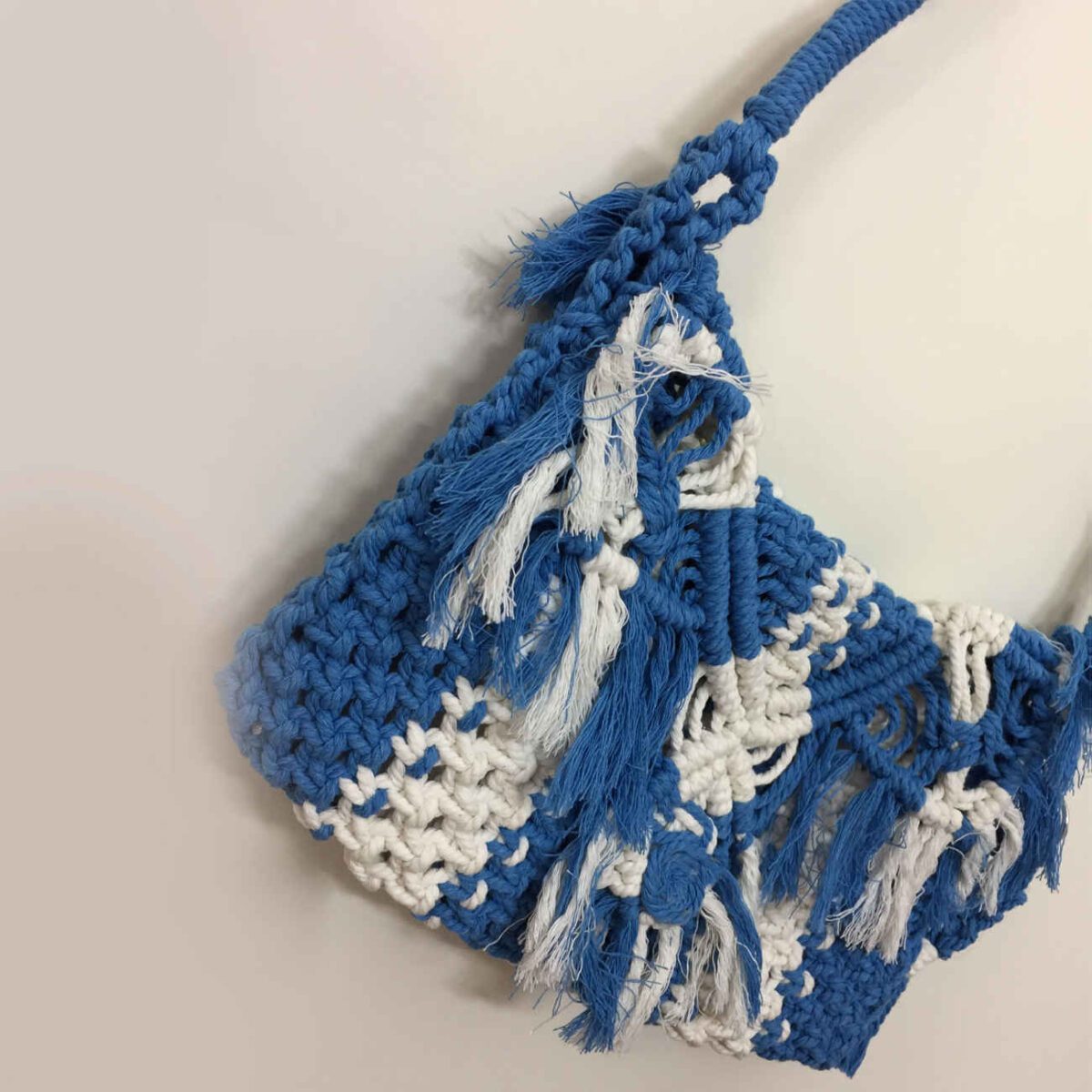 Price and Buy Macrame Sling Bag for Women Handwoven in White - Image 4