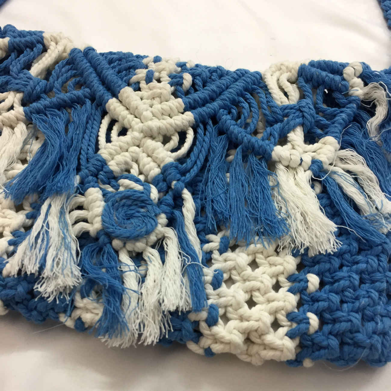 Price and Buy Macrame Sling Bag for Women Handwoven in White - Image 10