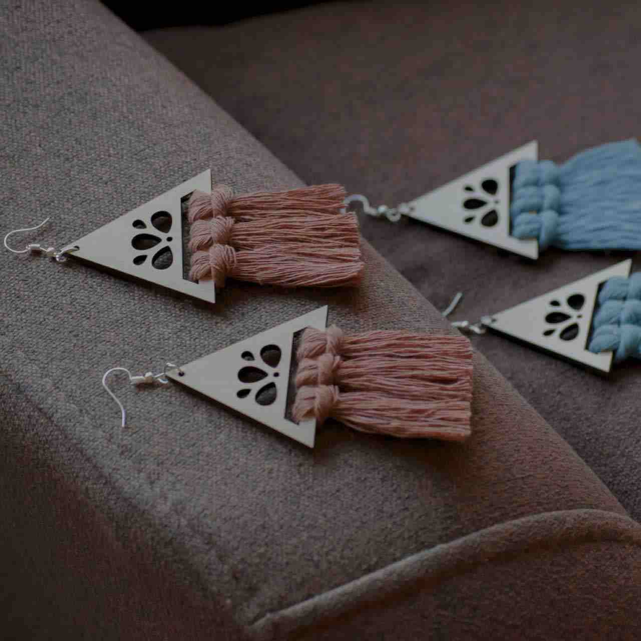 Price and Buy Macrame Tassel Earrings Model Triangle - Image 3