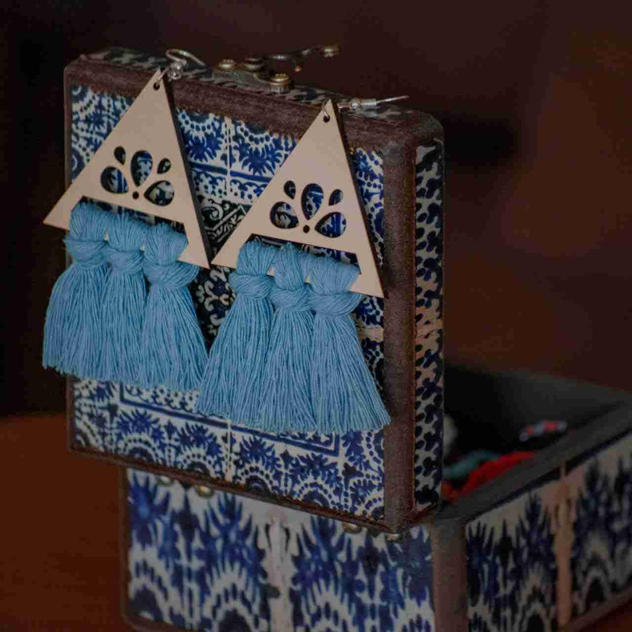 Price and Buy Macrame Tassel Earrings Model Triangle - Image 4
