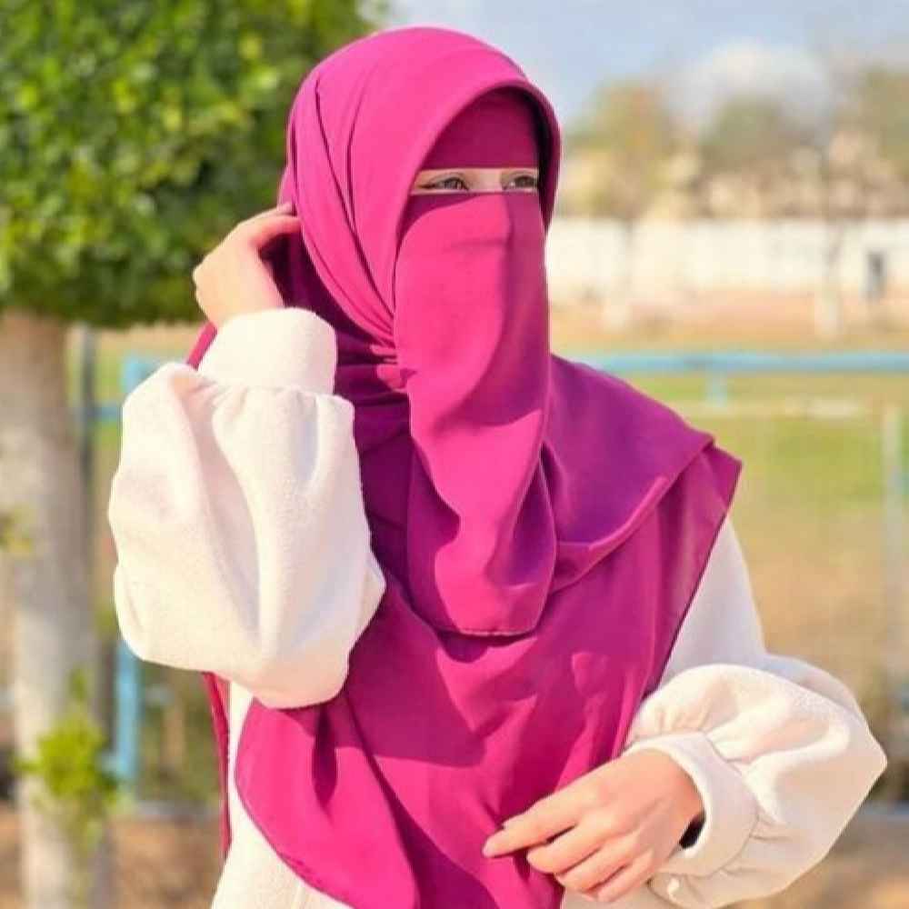 Price and Buy Magenta Islamic Crepe Square Scarf & Niqab Set for Women - Image 4