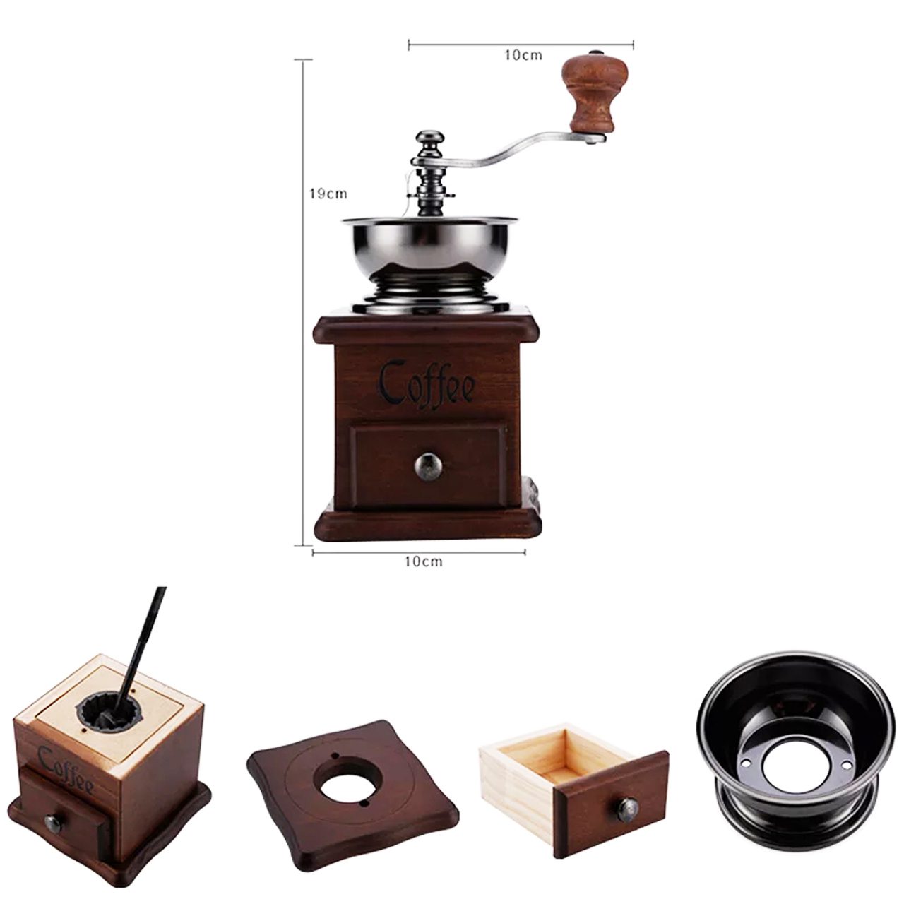 Price and Buy Manual Coffee Grinder – Beech Wood Body with Drawer, Metal Lever, Ceramic Blades_6903e7b78e85b.jpeg Price and Buy Manual Coffee Grinder – Beech Wood Body with Drawer, Metal Lever, Ceramic Blades - Image 3