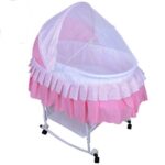 Price and Buy Maral Baby Cradle with Sturdy Pink Metal Frame – Cozy & Adjustable and Portable Infant Rocker
