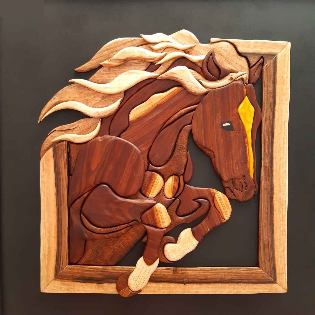Price and Buy Marquetry Wood Inlay Art – Artistic Horse - Image 3