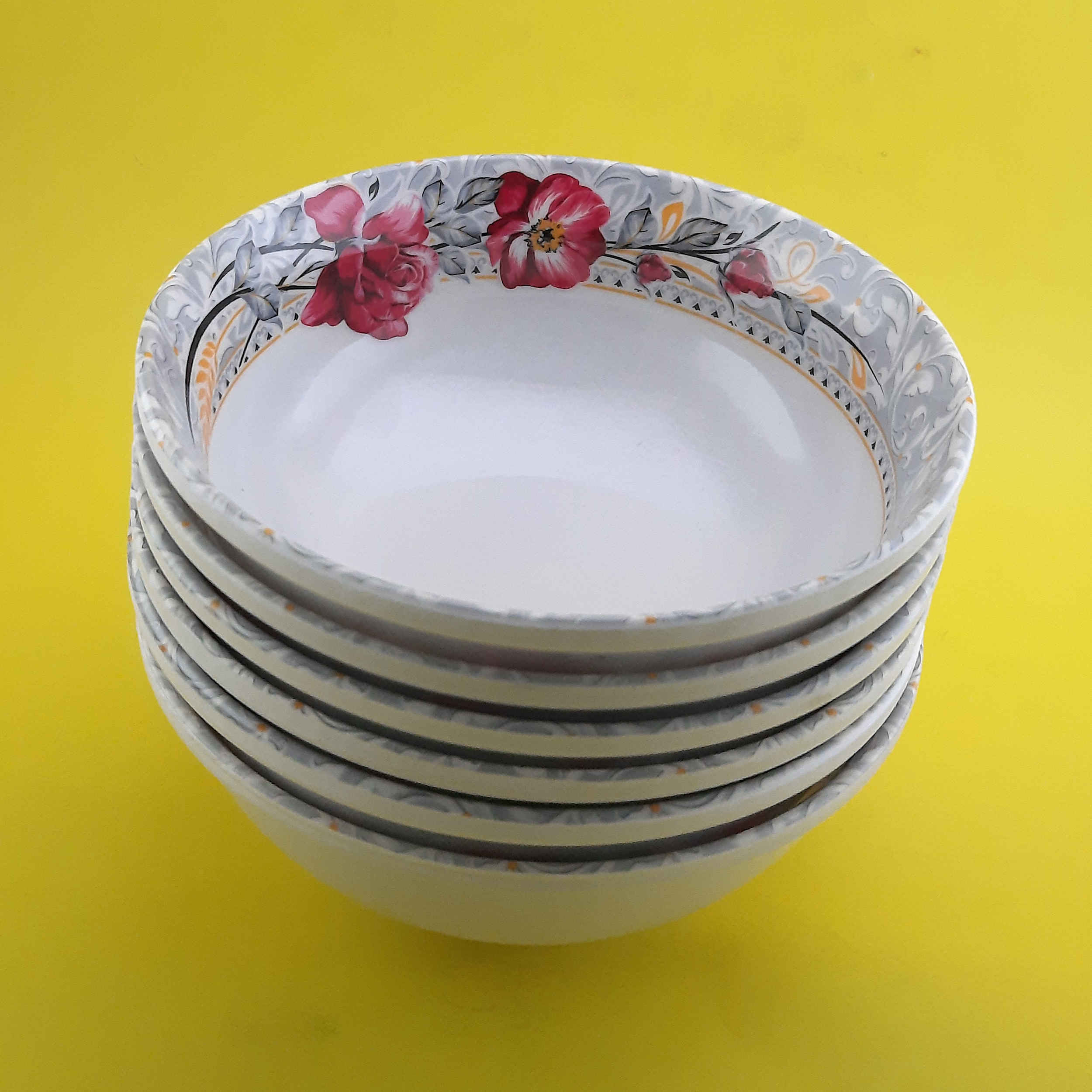 Price and Buy Melamine Dinnerware Bowl Set, Dishwasher Safe – Floral Design (Set of 6) - Image 4