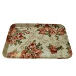 Price and Buy Melamine Serving Tray Durable & Lightweight in Floral Design Cream