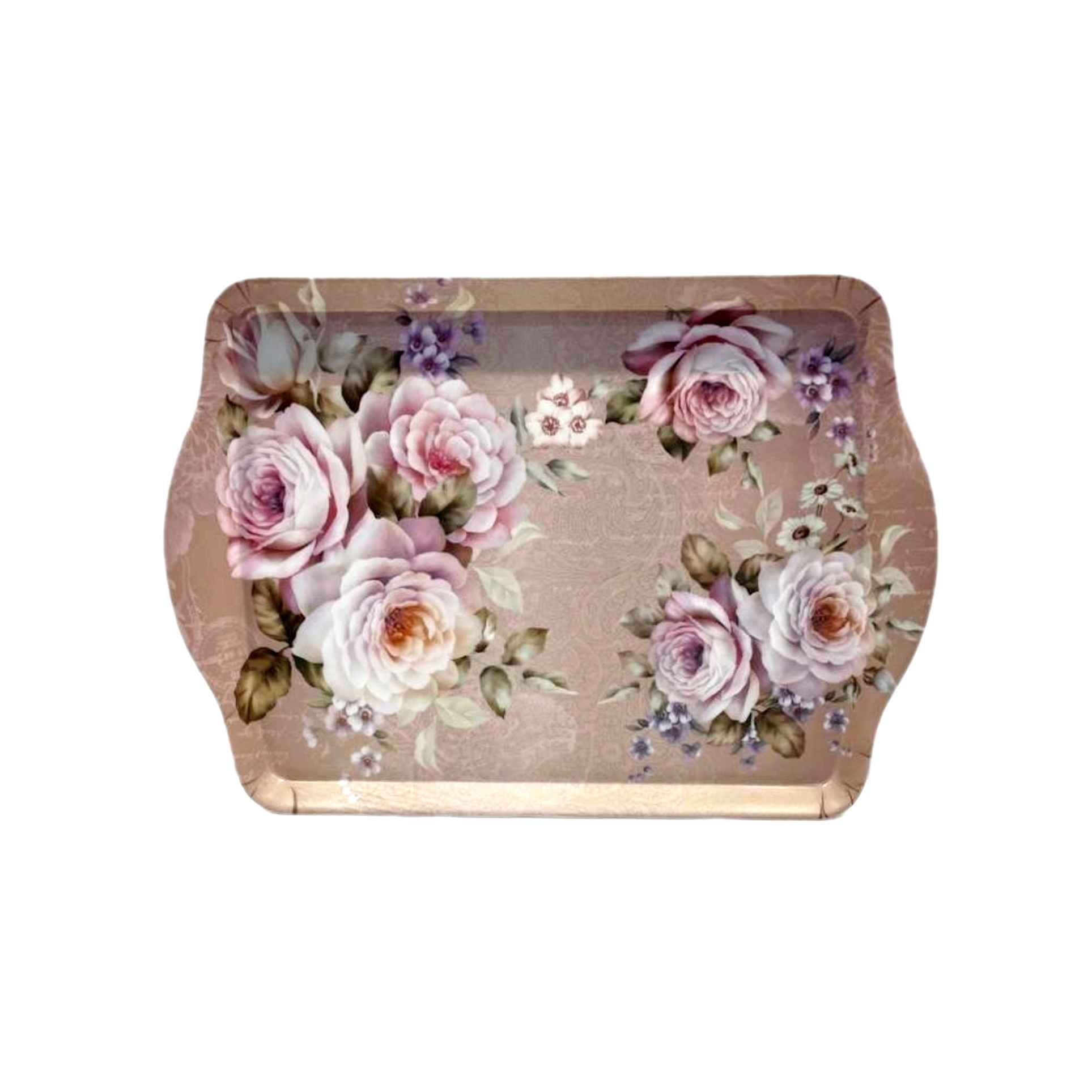 Price and Buy Melamine Serving Tray Lightweigh with Floral Design Salmon