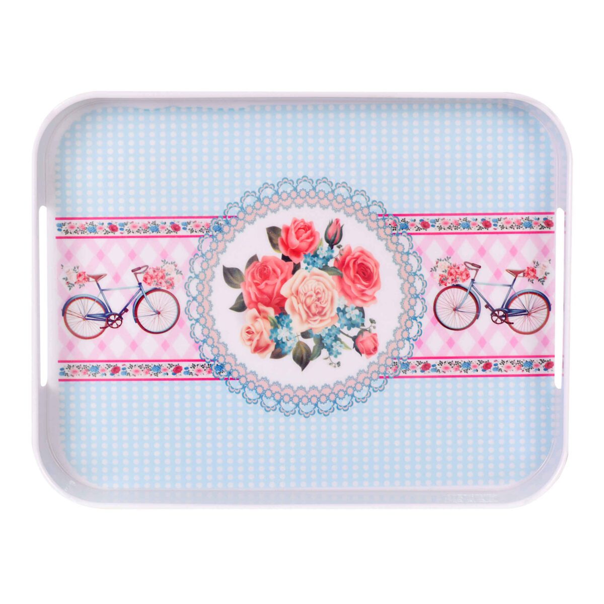 Price and Buy Melamine Serving Tray Lightweight & Durable Cream Rose Design