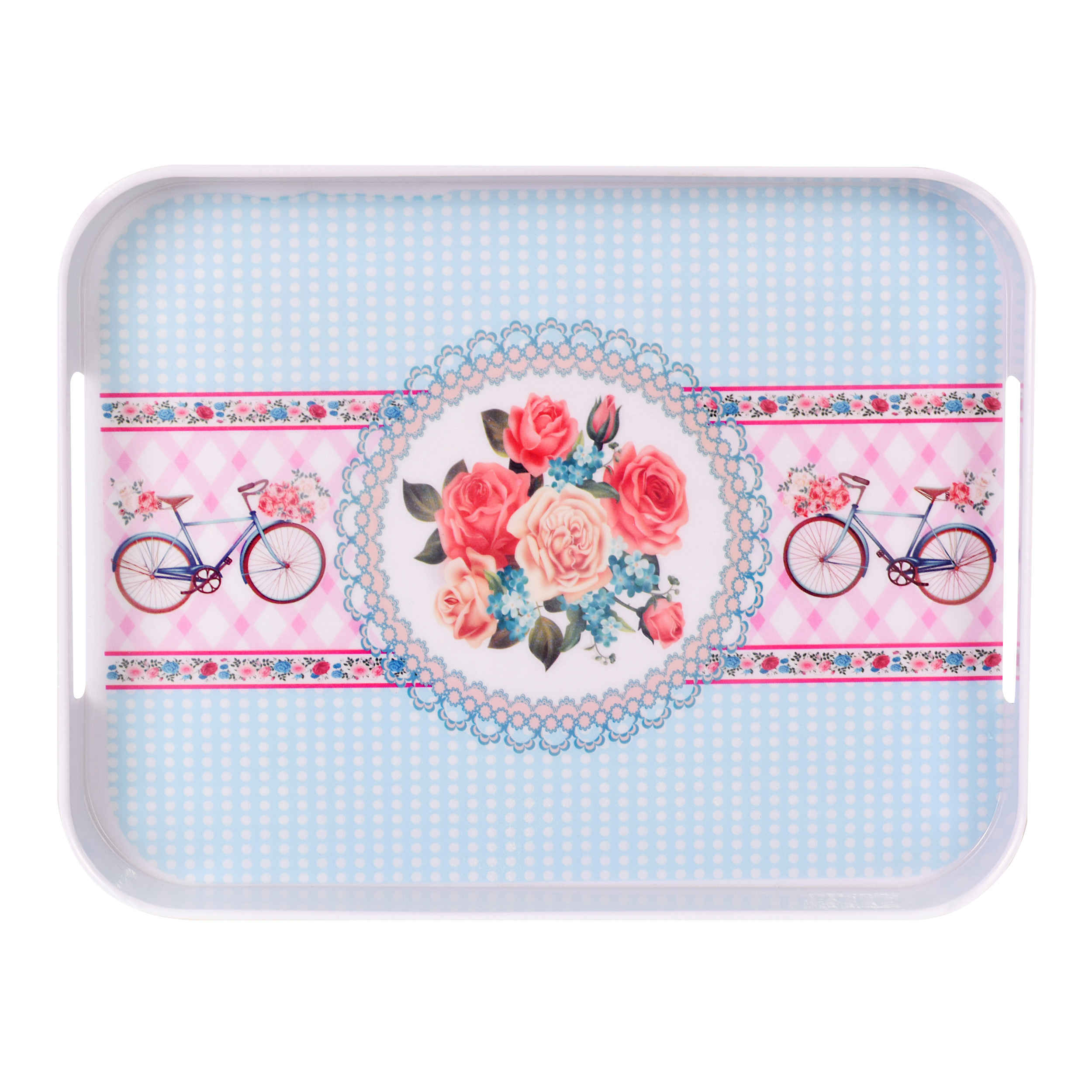 Price and Buy Melamine Serving Tray Lightweight & Durable Cream Rose Design