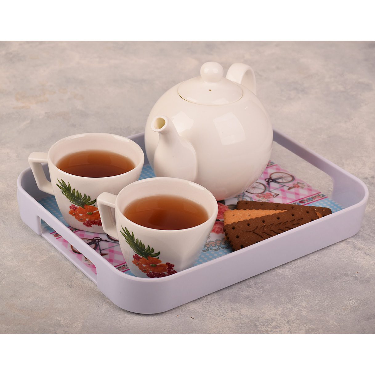 Price and Buy Melamine Serving Tray Lightweight & Durable Cream Rose Design - Image 3