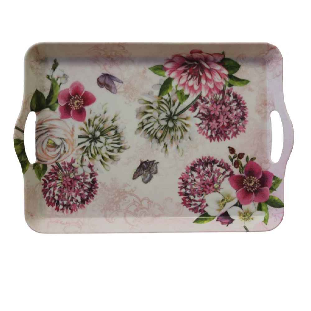 Price and Buy Melamine Serving Tray Lightweight & Durable Floral Design