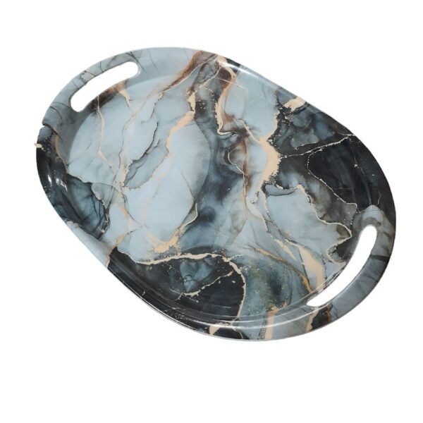 Price and Buy Melamine Serving Tray Lightweight & Durable Gray Round Marble Design_68fef5416df49.jpeg Price and Buy Melamine Serving Tray Lightweight & Durable Gray Round Marble Design