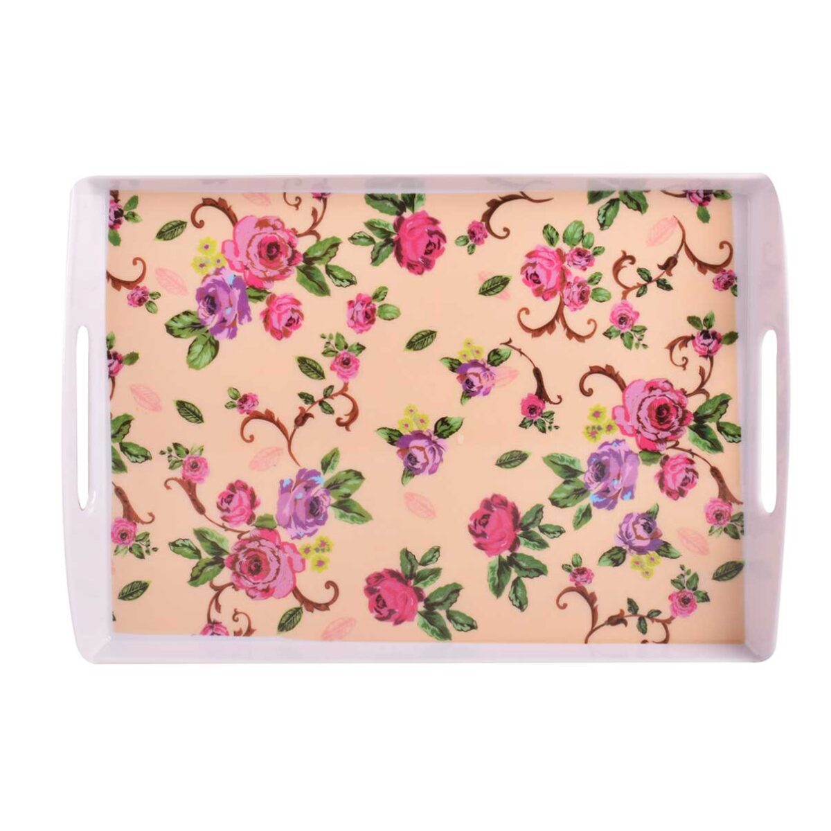 Price and Buy Melamine Serving Tray Lightweight & Durable Pink Flowers