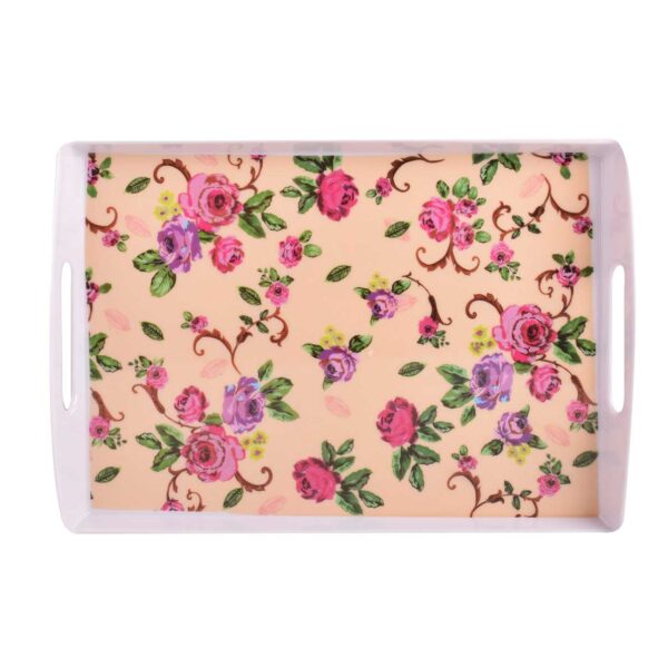 Price and Buy Melamine Serving Tray Lightweight & Durable Pink Flowers_68fef4808c9a4.jpeg Price and Buy Melamine Serving Tray Lightweight & Durable Pink Flowers