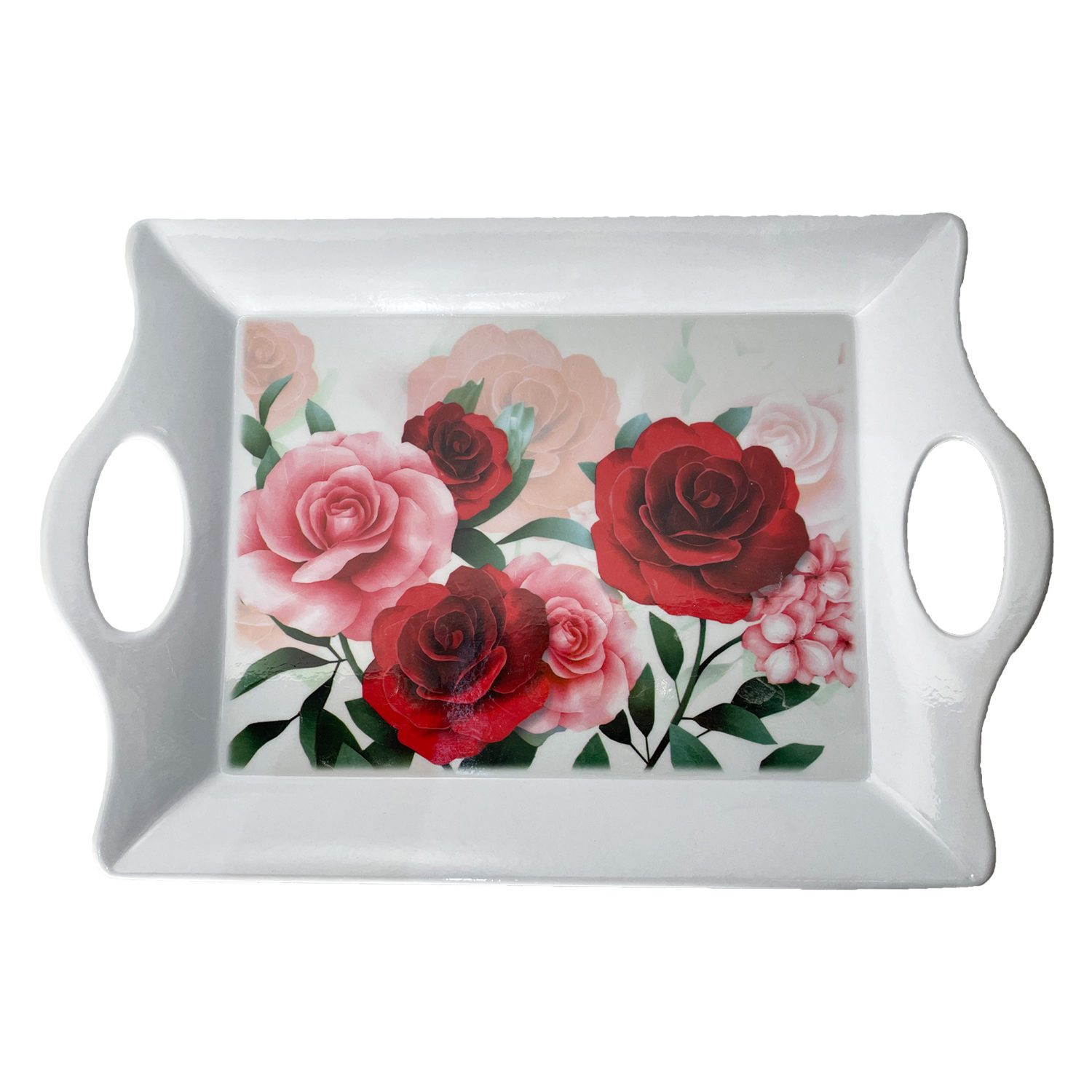 Price and Buy Melamine Serving Tray Lightweight & Durable Red Rose Design - Image 3