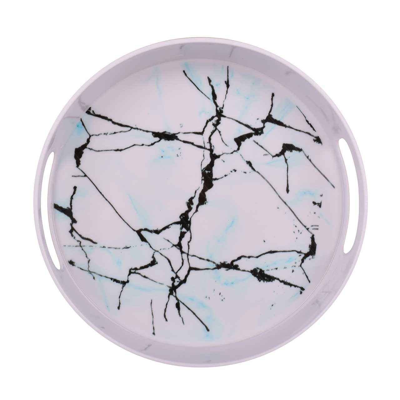 Price and Buy Melamine Serving Tray Round Shape for Drinks Serving Model Marble