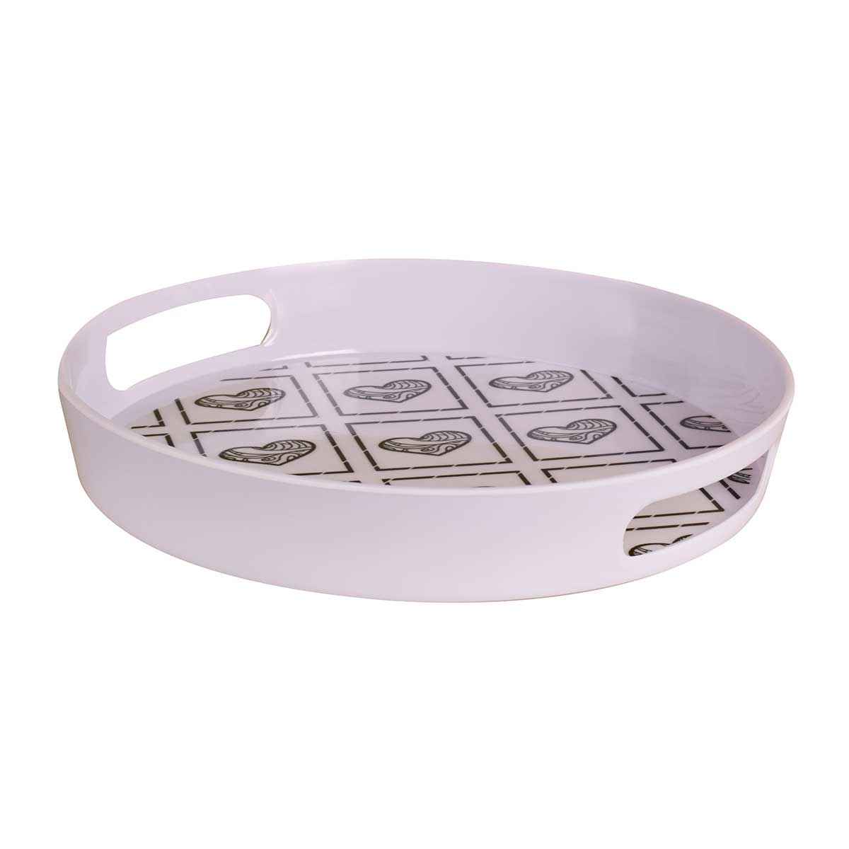 Price and Buy Melamine Serving Tray Round Shape with Handle Heart Design - Image 4