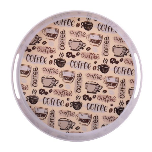 Price and Buy Melamine Serving Tray Round Shape with Handle Model Coffee_68fe56c79b667.jpeg Price and Buy Melamine Serving Tray Round Shape with Handle Model Coffee