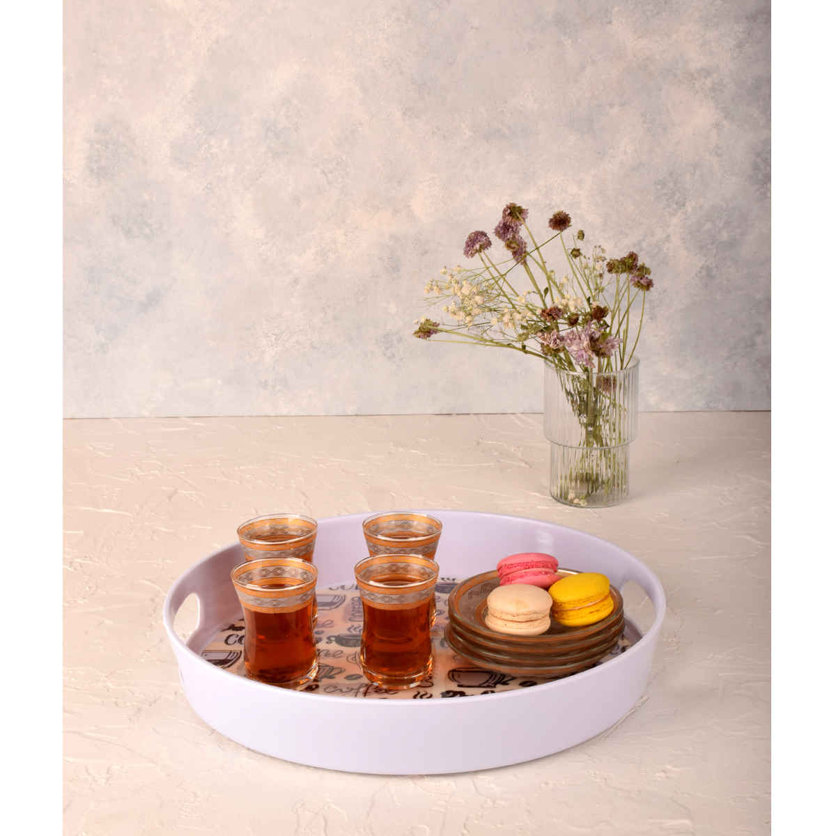 Price and Buy Melamine Serving Tray Round Shape with Handle Model Coffee - Image 3