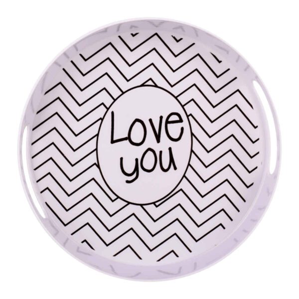 Price and Buy Melamine Serving Tray Round Shape with Handle Model Love You_68fe56a4e5db1.jpeg Price and Buy Melamine Serving Tray Round Shape with Handle Model Love You