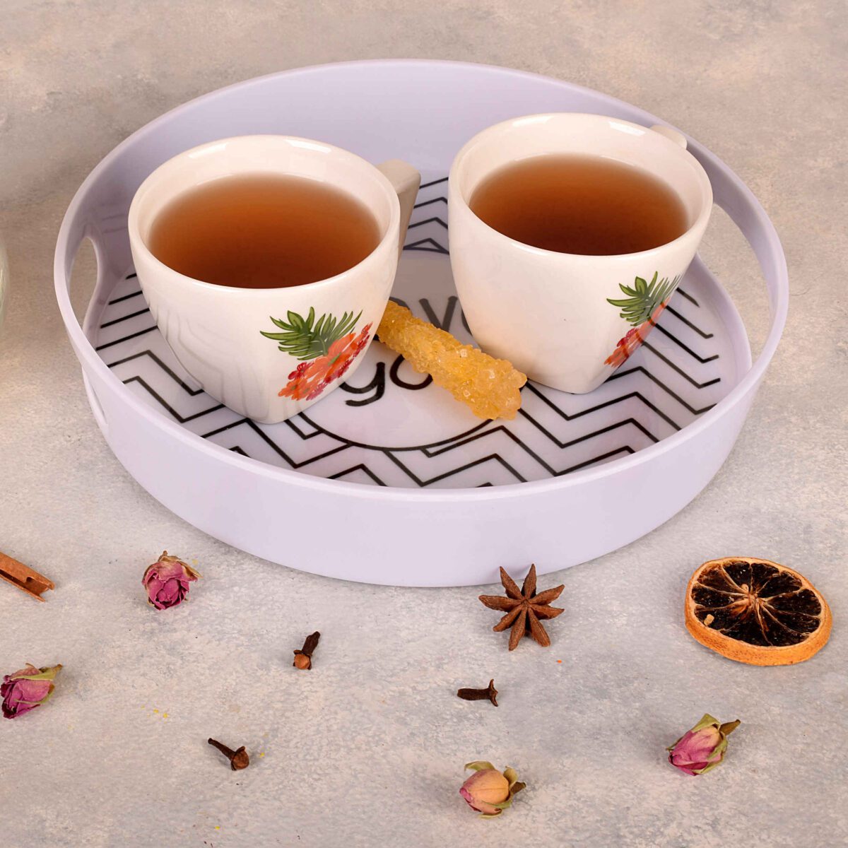 Price and Buy Melamine Serving Tray Round Shape with Handle Model Love You - Image 4