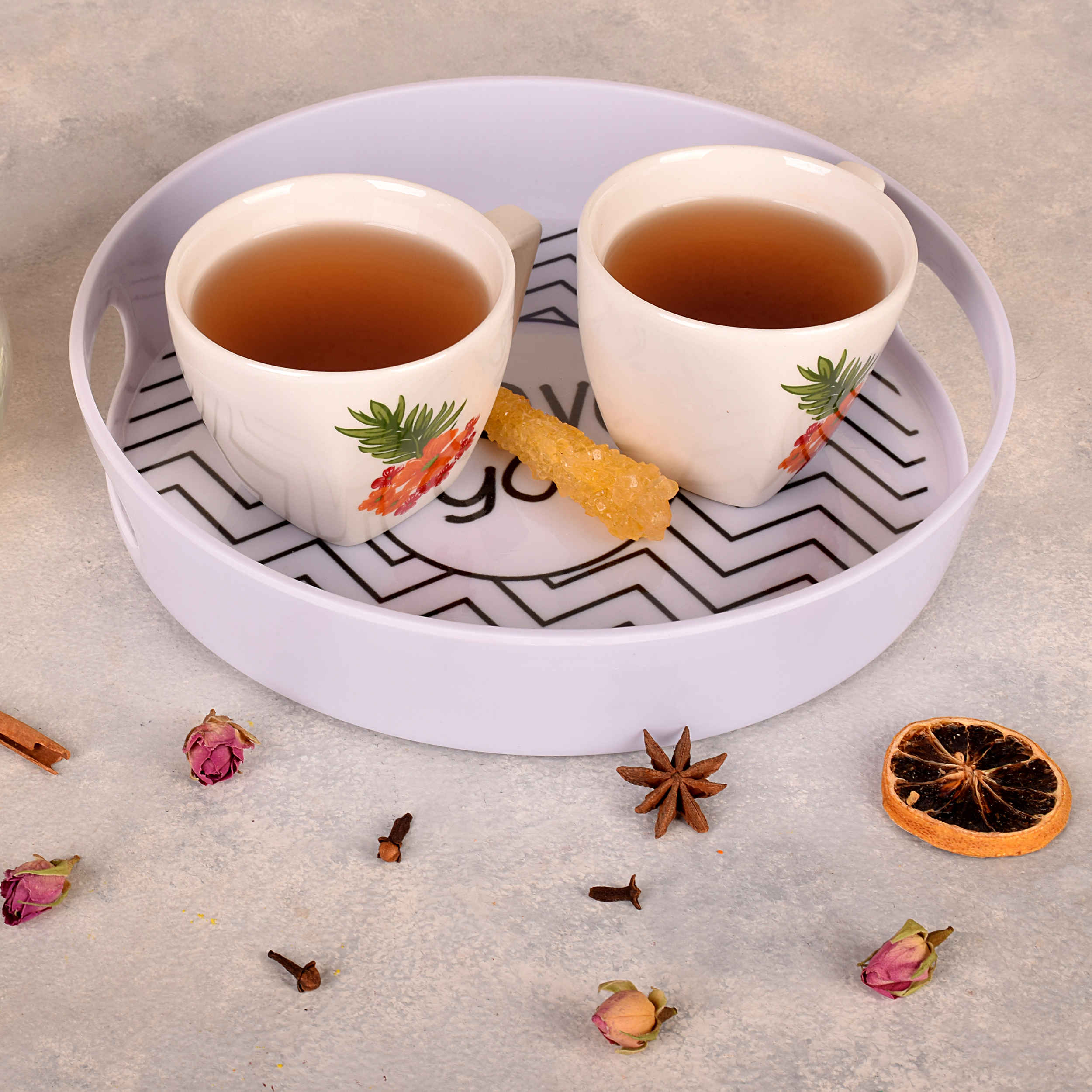 Price and Buy Melamine Serving Tray Round Shape with Handle Model Love You - Image 4