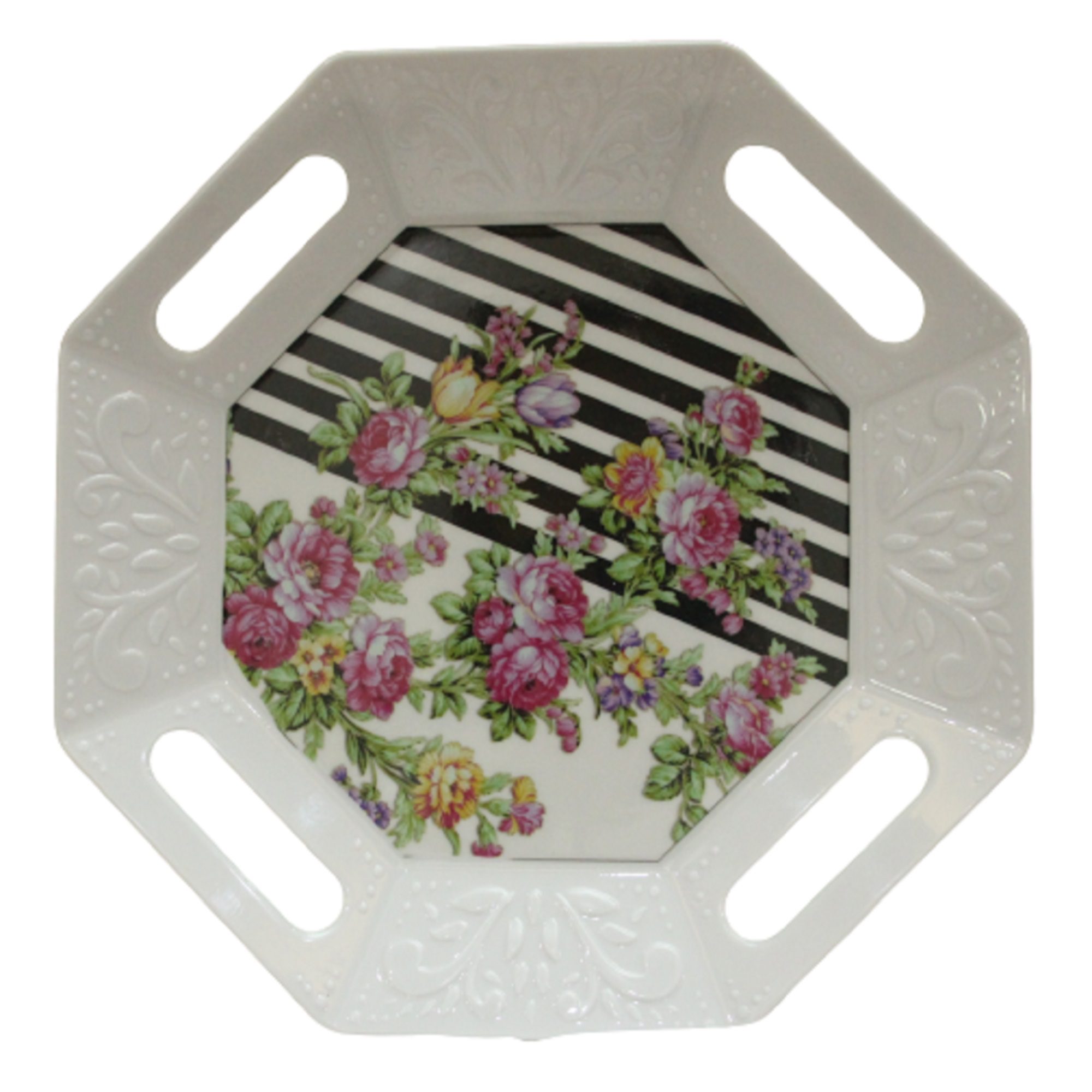 Price and Buy Melamine Serving Tray Serveware in Floral Design Lightweight White