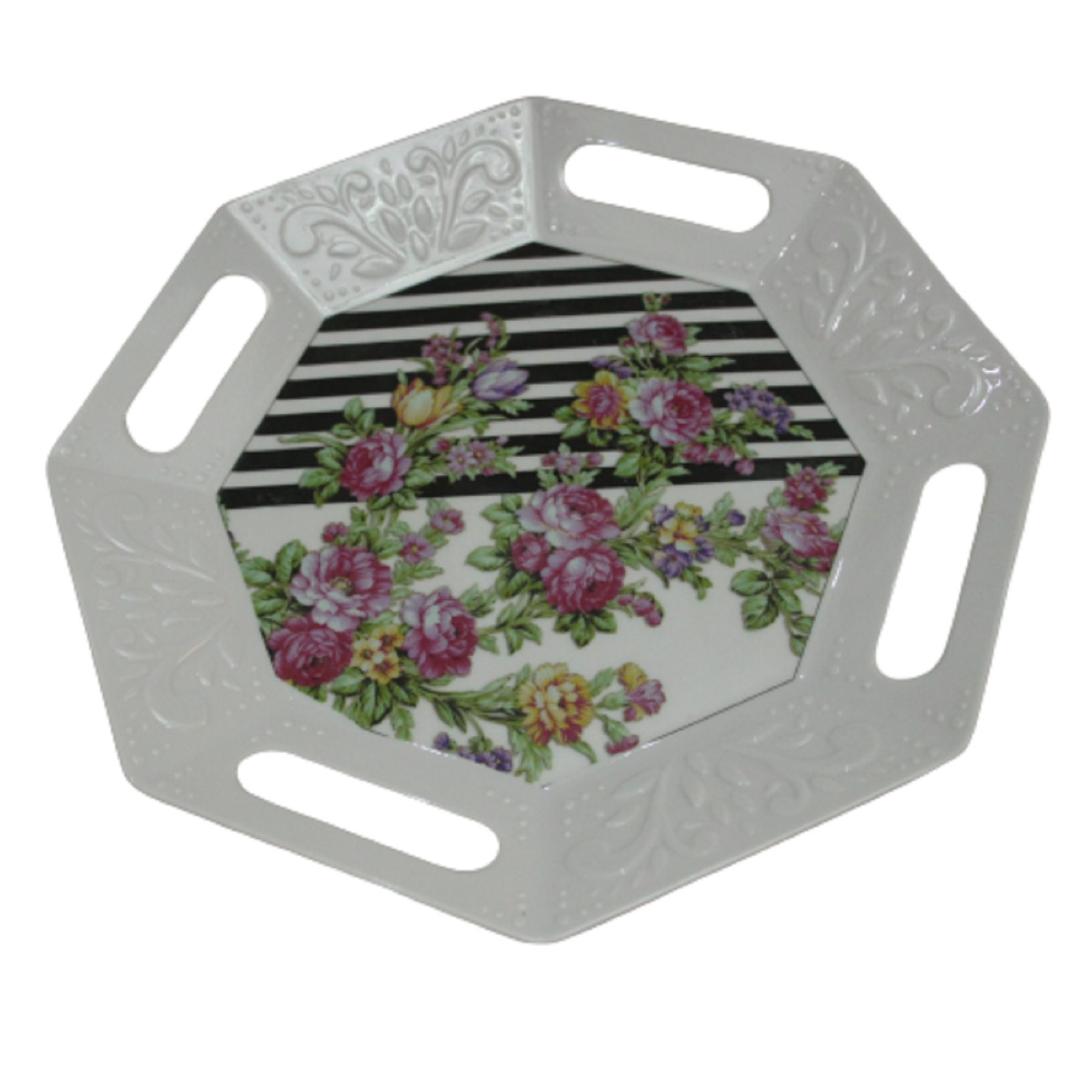 Price and Buy Melamine Serving Tray Serveware in Floral Design Lightweight White - Image 3