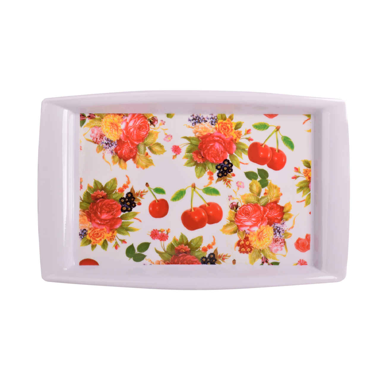 Price and Buy Melamine Serving Tray with Cherry & Flower Design