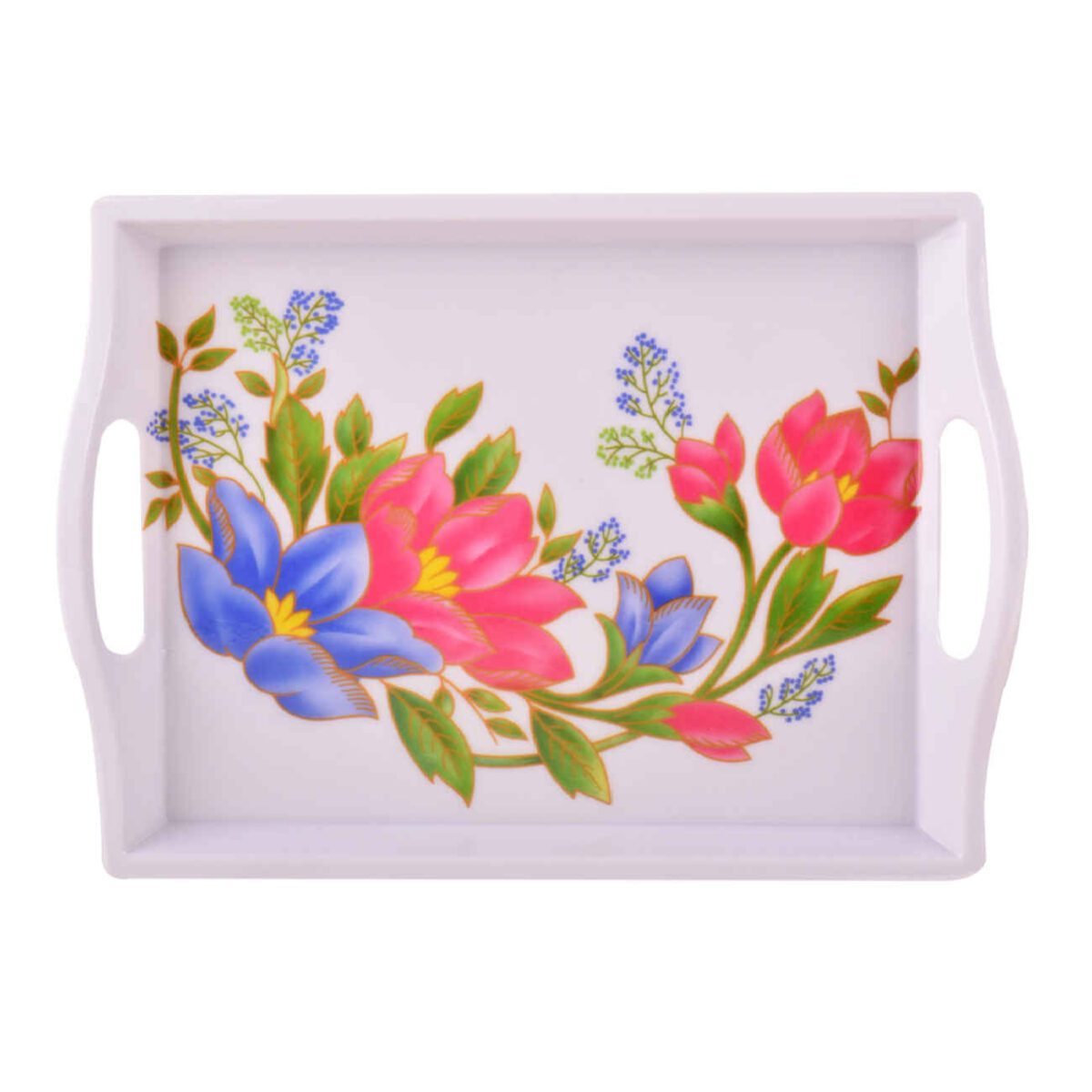 Price and Buy Melamine Serving Tray with Handle Durable & Lightweight Floral Design