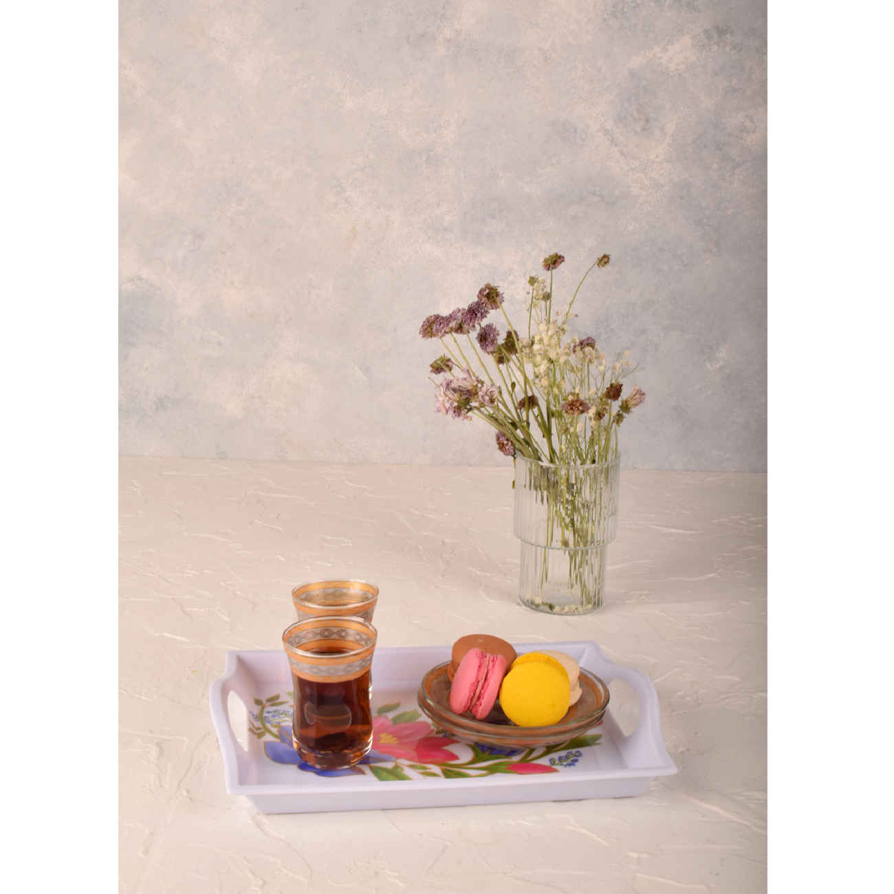 Price and Buy Melamine Serving Tray with Handle Durable & Lightweight Floral Design - Image 3